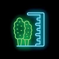 Neon icon of trees and ruler representing forest height measurement vector