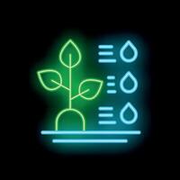 Neon icon representing smart farming technology and irrigation system vector