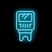 Neon icon of glucometer showing blood sugar level vector