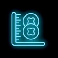 Neon sign representing increasing salary with coins and growth scale on black background vector