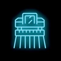 Neon push broom icon glowing against dark background vector
