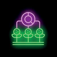 Neon icon of market research showing data analysis for target audience vector
