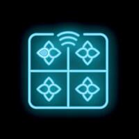 Neon icon of smart home system controlling heating system vector