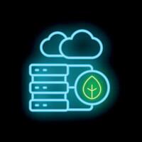 Neon green computing icon representing sustainable cloud storage vector