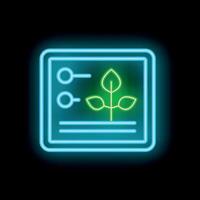 Neon icon of a plant growing inside a device representing indoor farming vector
