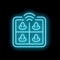 Neon icon of smart farm monitoring system for greenhouse vector