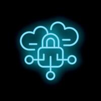 Neon icon representing cloud computing security system vector