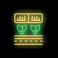 Neon icon of plants growing under artificial light source for indoor farm vector