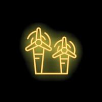 Neon icon of two wind turbines generating electricity vector