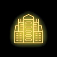 Yellow neon sign of a generic office building with columns on black background vector