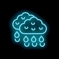 Neon blue raining clouds on a black background vector