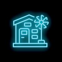 Neon style icon of house using renewable energy source vector