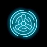 Neon sign of a fan spinning and generating fresh airflow vector