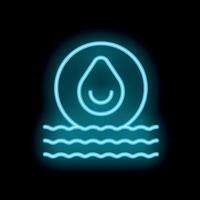 Blue neon icon of a happy water drop rising from the sea vector