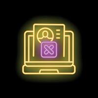 Neon icon of account suspension showing profile removal from website vector