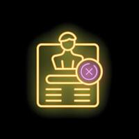 Neon sign showing canceled account with profile picture and cross mark vector
