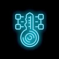Neon icon of digital key showing concept of secure access and data protection vector