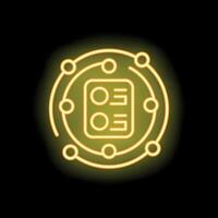 Neon yellow data integration icon on black background vector