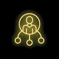 Neon icon of a businessman managing a team of three people vector