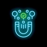 Neon icon representing inbound marketing strategy attracting customers vector