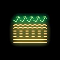 Neon green breathable material icon showing airflow passing through layers vector