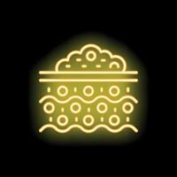 Neon yellow soil layers icon showing ground water table vector