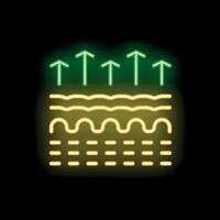 Neon green and yellow soil layers icon on black background vector