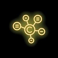 Neon yellow copyright symbol connecting with others on black background vector