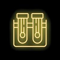 Neon icon of two test tubes representing chemical experiment vector