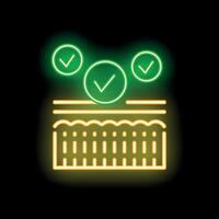 Neon green check marks validating layers of product in ecommerce interface vector