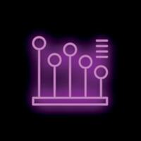 Neon sign representing a bar chart growing on black background vector
