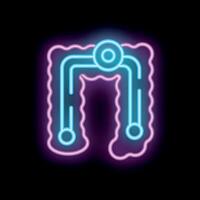 Neon icon of large intestine glowing on black background vector