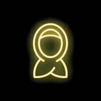 Neon icon of a woman wearing a hijab on a black background vector