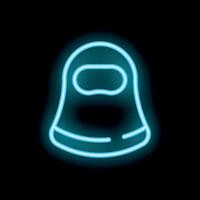 Neon niqab icon glowing on dark background representing islam and muslim faith vector
