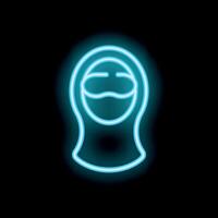 Neon icon of a woman wearing a niqab glowing on black background vector