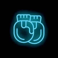 Neon sign showing boxing gloves on black background vector