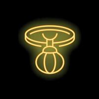 Neon icon of a round ceiling lamp hanging from ceiling vector