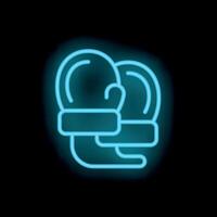 Neon winter mittens glowing on dark background vector