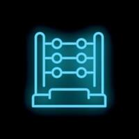 Neon blue abacus icon glowing on black background vector