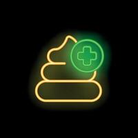 Neon icon of poop with medical cross sign representing healthcare issue vector