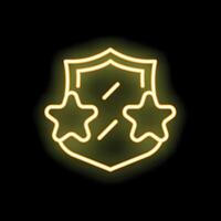 Neon shield with stars providing five star security vector