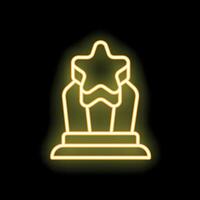 Glowing neon line trophy with a star on top representing success vector