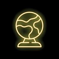 Neon yellow globe shining in the dark representing global issues vector