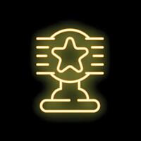 Neon icon of a crystal ball showing a star for predicting success vector