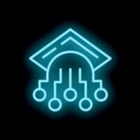 Neon icon of graduation cap symbolizing ai education vector