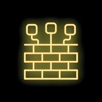 Neon yellow firewall protecting system with three sockets vector