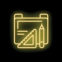 Neon icon of drafting tools representing architecture or technical drawing vector