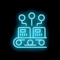 Neon logistic system processing packages on conveyor belt vector