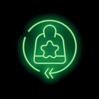 Neon green icon of a baby bib surrounded by circular arrows representing recycling vector