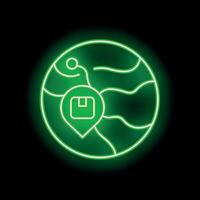 Green neon sign representing global delivery tracking system vector
